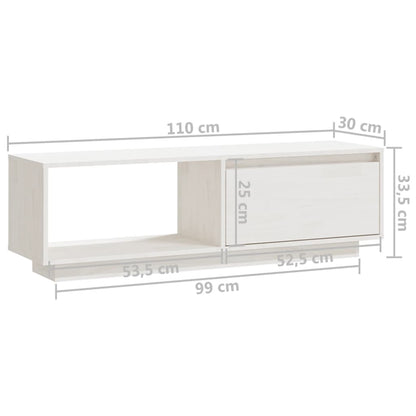 TV Cabinet White 110x30x33.5 cm Solid Pinewood