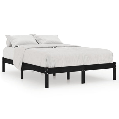 Black Solid Wood 140x190 cm Bed Frame - vidaXL 810001 (No Mattress)