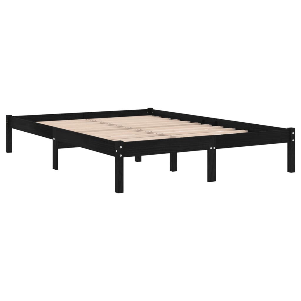 Black Solid Wood 140x190 cm Bed Frame - vidaXL 810001 (No Mattress)