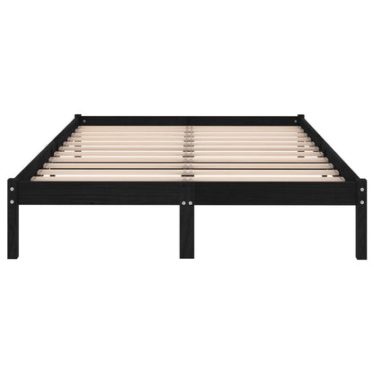 Black Solid Wood 140x190 cm Bed Frame - vidaXL 810001 (No Mattress)
