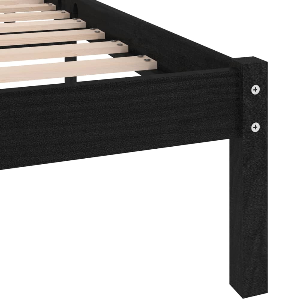Black Solid Wood 140x190 cm Bed Frame - vidaXL 810001 (No Mattress)