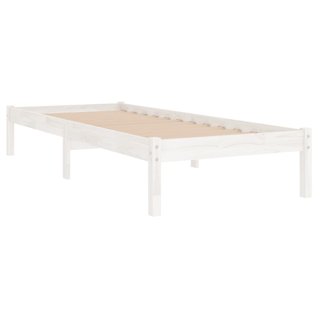 White Solid Wood Bed Frame 90x200 cm - vidaXL 810003 (No Mattress)