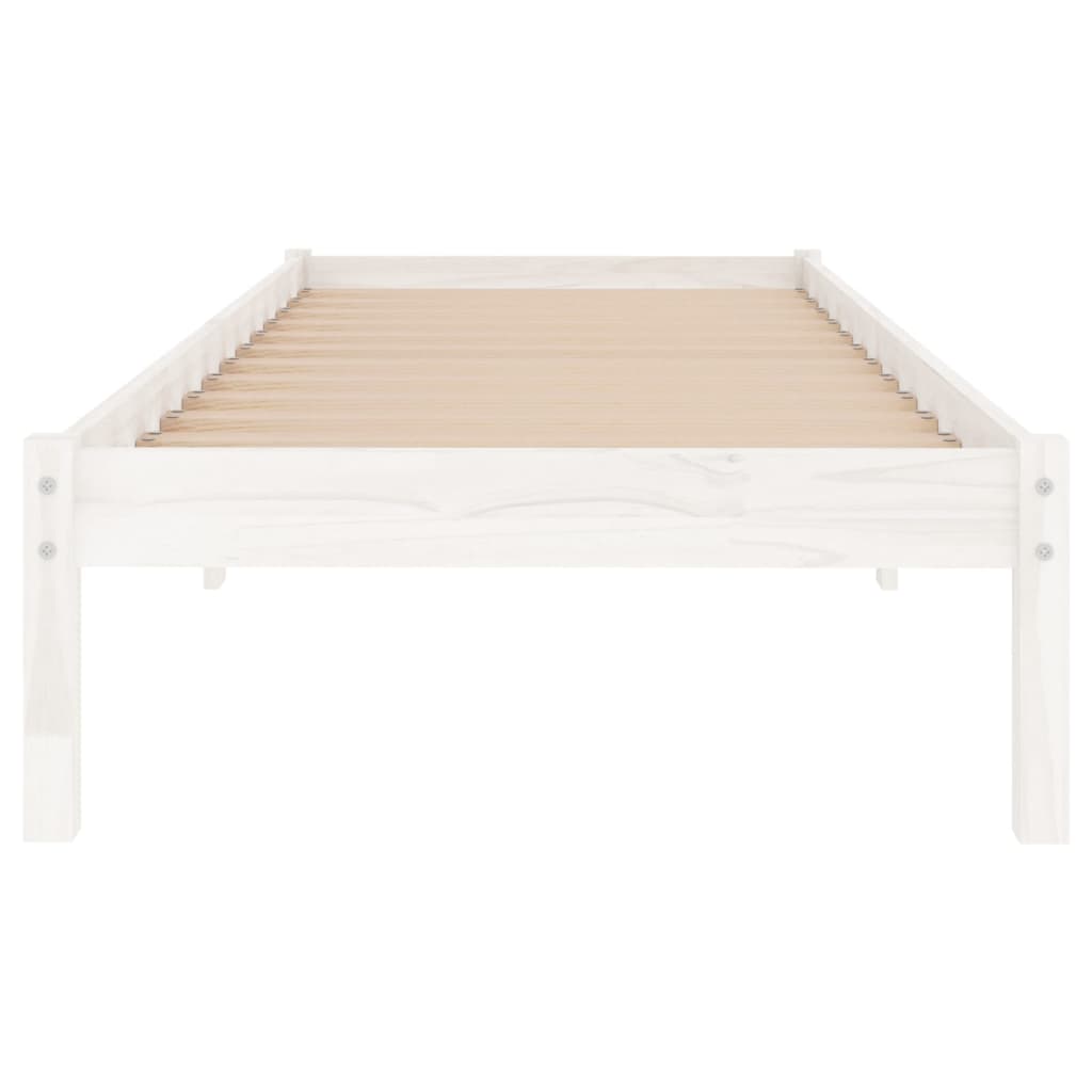 White Solid Wood Bed Frame 90x200 cm - vidaXL 810003 (No Mattress)
