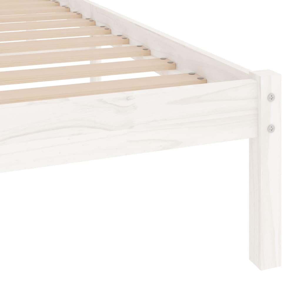 White Solid Wood Bed Frame 90x200 cm - vidaXL 810003 (No Mattress)