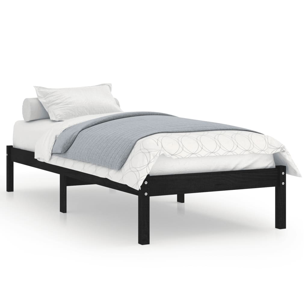 Black Solid Wood Bed Frame 100x200 cm | vidaXL 810011 (No Mattress)