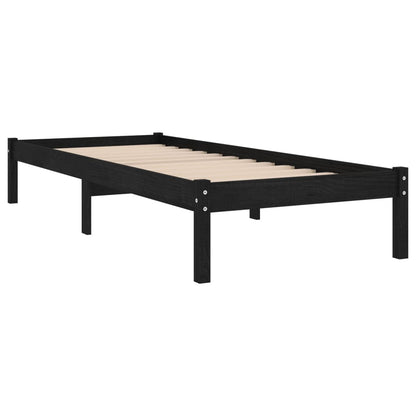 Black Solid Wood Bed Frame 100x200 cm | vidaXL 810011 (No Mattress)
