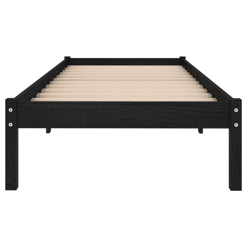 Black Solid Wood Bed Frame 100x200 cm | vidaXL 810011 (No Mattress)