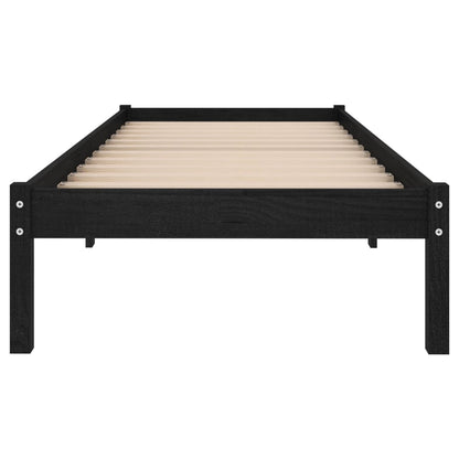 Black Solid Wood Bed Frame 100x200 cm | vidaXL 810011 (No Mattress)