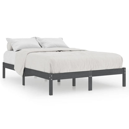 Grey Solid Wood Bed Frame 200x200 cm - vidaXL 810039 (Mattress Not Included)