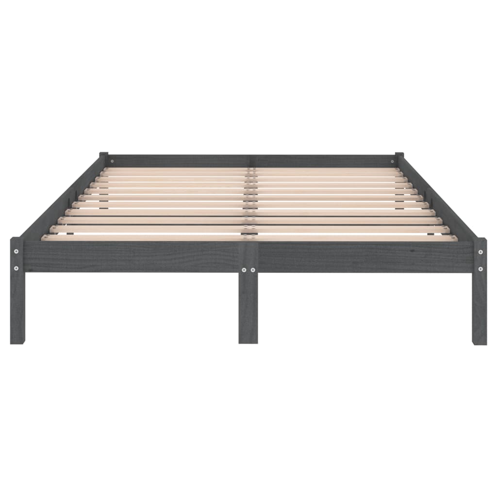 Grey Solid Wood Bed Frame 200x200 cm - vidaXL 810039 (Mattress Not Included)