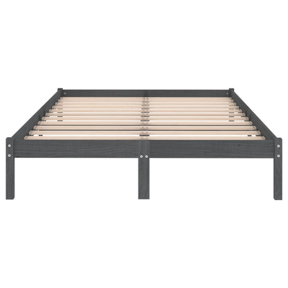 Grey Solid Wood Bed Frame 200x200 cm - vidaXL 810039 (Mattress Not Included)