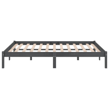 Grey Solid Wood Bed Frame 200x200 cm - vidaXL 810039 (Mattress Not Included)
