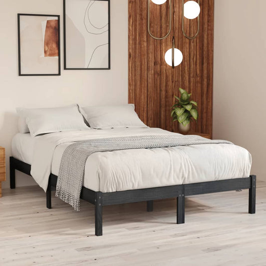 Grey Solid Wood Bed Frame 200x200 cm - vidaXL 810039 (Mattress Not Included)