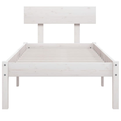 White Solid Wood Small Single Bed Frame - No Mattress Included