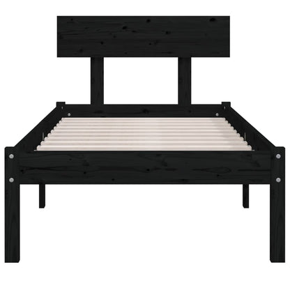 Black Solid Wood Small Single Bed Frame - Without Mattress