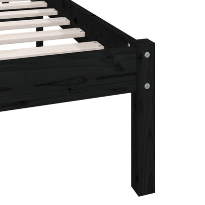Black Solid Wood Small Single Bed Frame - Without Mattress