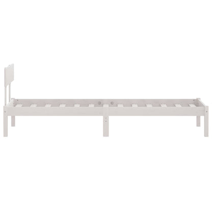White Solid Pine Wood Single Bed Frame (Mattress Not Included)