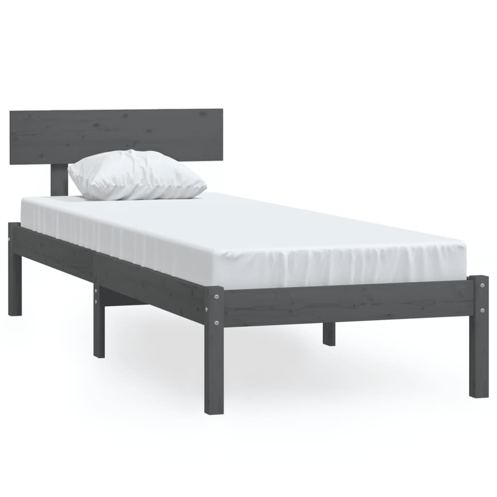 Solid Pine Grey Bed Frame - Single Size, No Mattress Included