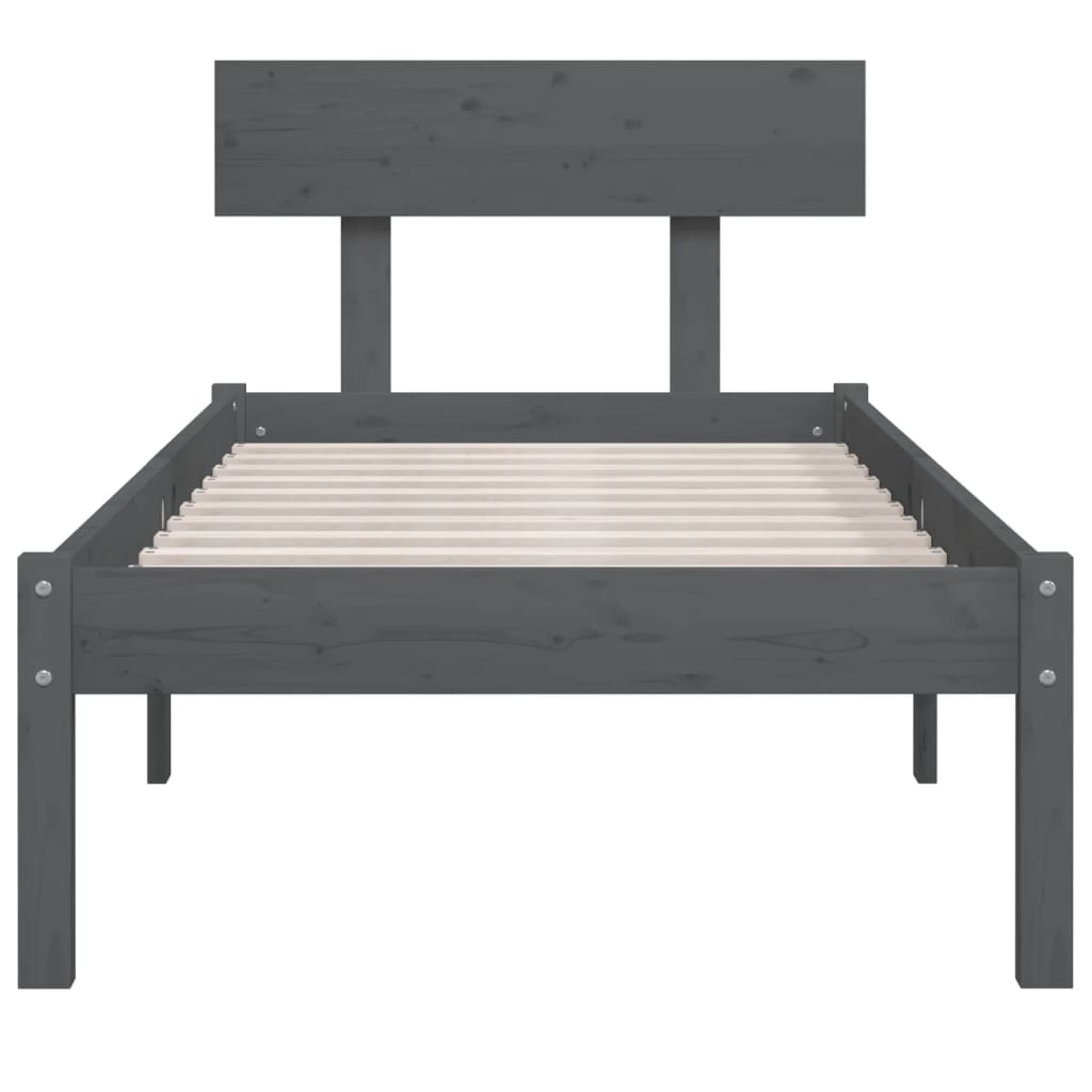 Solid Pine Grey Bed Frame - Single Size, No Mattress Included