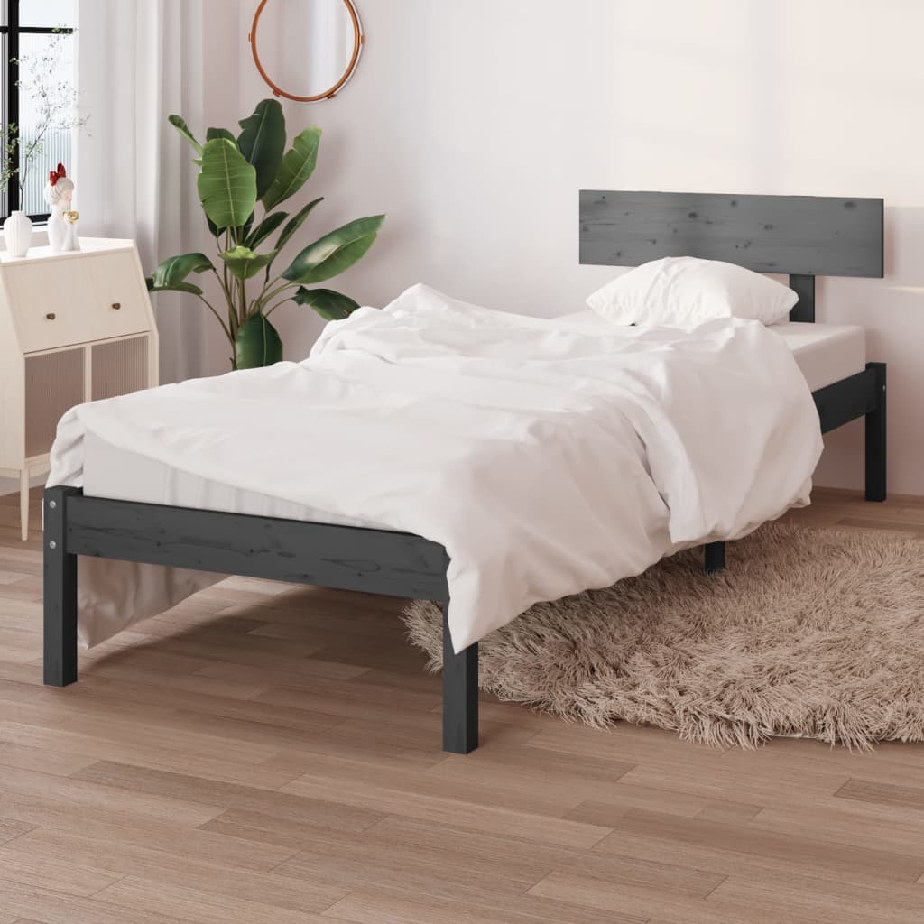 Solid Pine Grey Bed Frame - Single Size, No Mattress Included