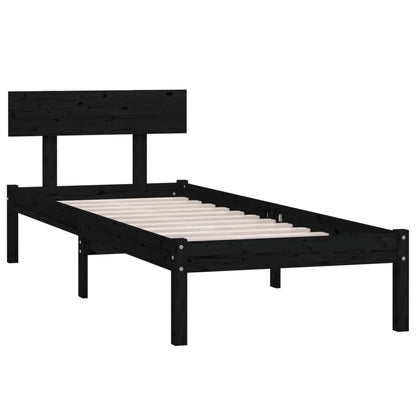 Black Solid Pine Single Bed Frame - No Mattress Included