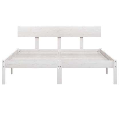 Small Double White Solid Wood Bed Frame - Mattress Not Included