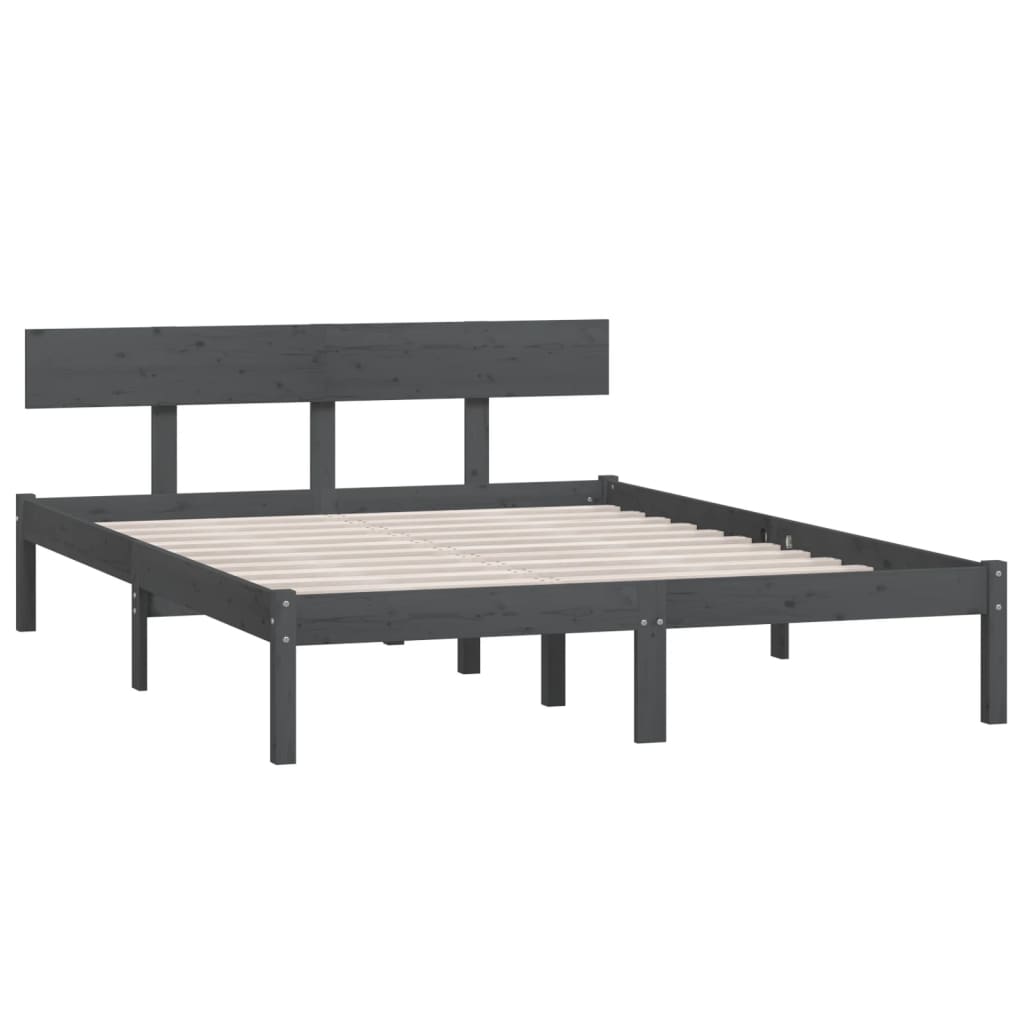 Grey Solid Wood Bed Frame - Small Double, Stylish & Durable