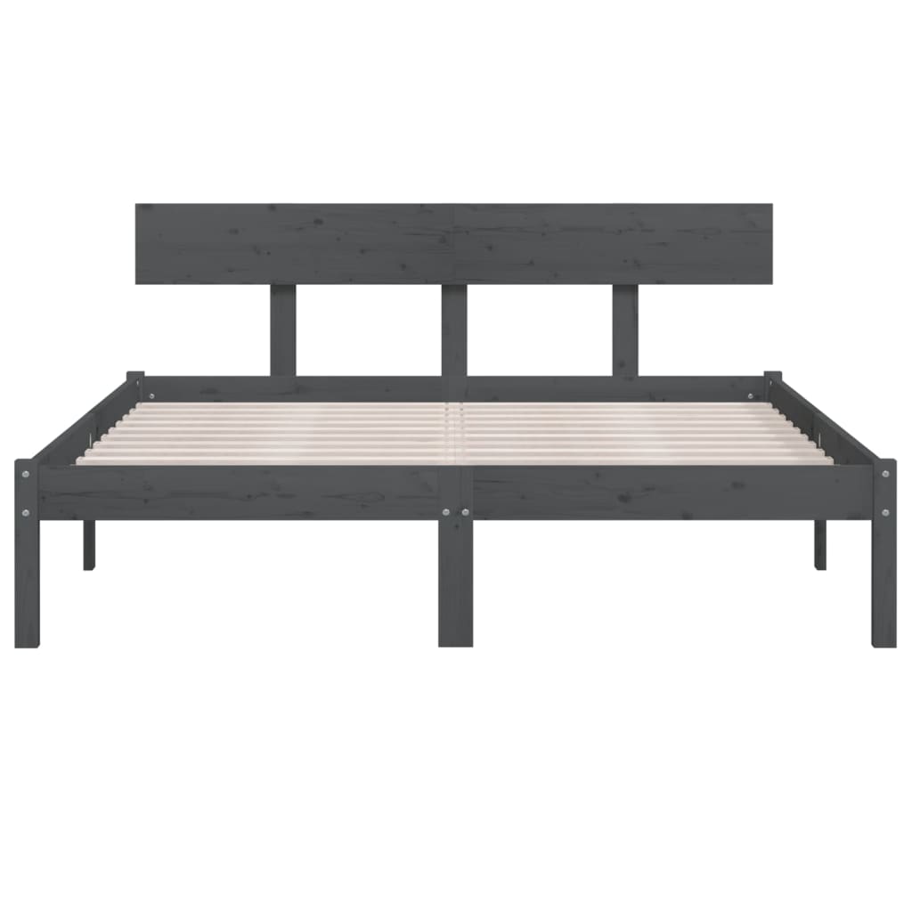 Grey Solid Wood Bed Frame - Small Double, Stylish & Durable
