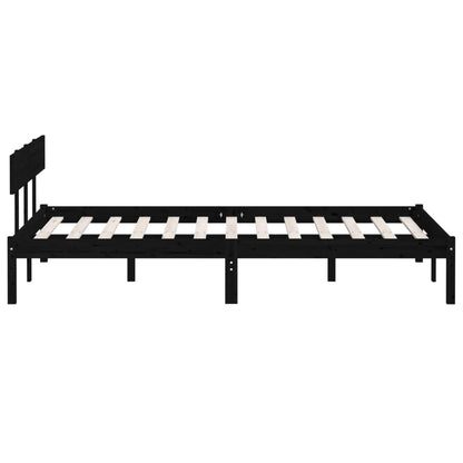 Black Solid Wood Small Double Bed Frame - No Mattress Included