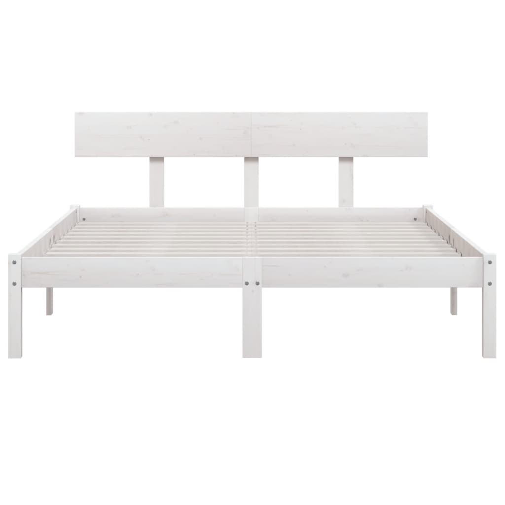 White Pine Solid Wood Double Bed Frame - No Mattress Included