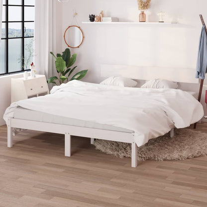White Solid Wood Bed Frame 140x190 cm - Durable & Stylish Design