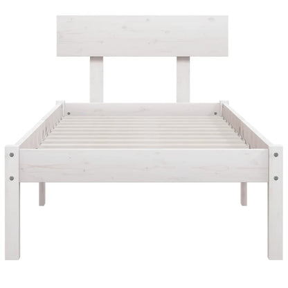 Solid Wood White Bed Frame, 100x200 cm, No Mattress Included