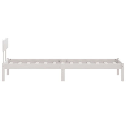 Solid Wood White Bed Frame, 100x200 cm, No Mattress Included