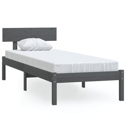 Solid Wood Grey Bed Frame 100x200 cm - Without Mattress