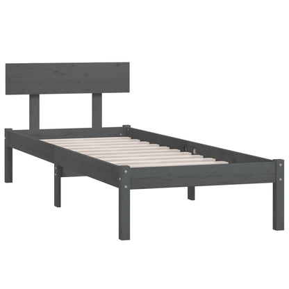 Solid Wood Grey Bed Frame 100x200 cm - Without Mattress