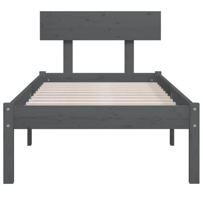 Solid Wood Grey Bed Frame 100x200 cm - Without Mattress
