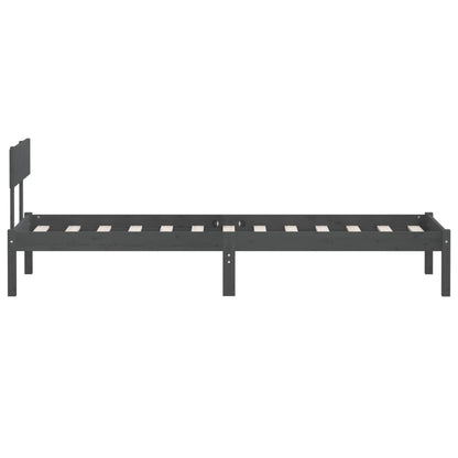 Solid Wood Grey Bed Frame 100x200 cm - Without Mattress