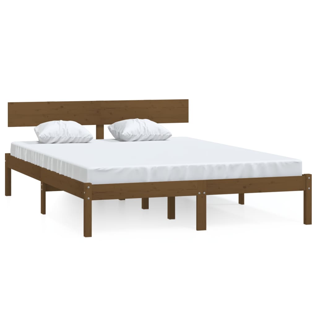 Honey Brown Solid Wood Bed Frame 120x200 cm - No Mattress