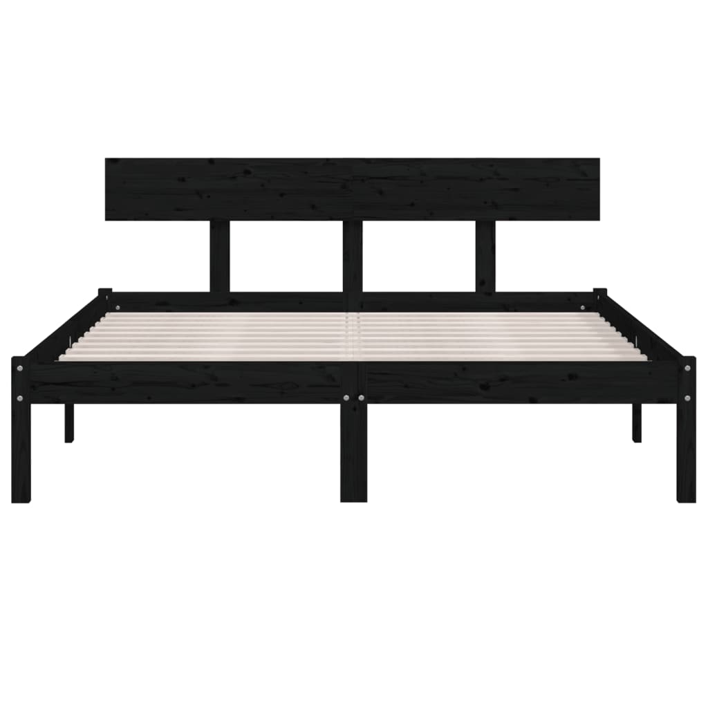 Black Solid Wood Bed Frame 120x200 cm - No Mattress Included