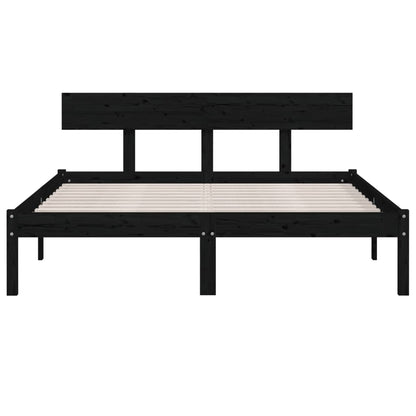 Black Solid Wood Bed Frame 120x200 cm - No Mattress Included