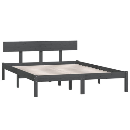 Bed Frame without Mattress Grey Solid Wood Pine King Size