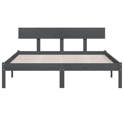 Bed Frame without Mattress Grey Solid Wood Pine King Size