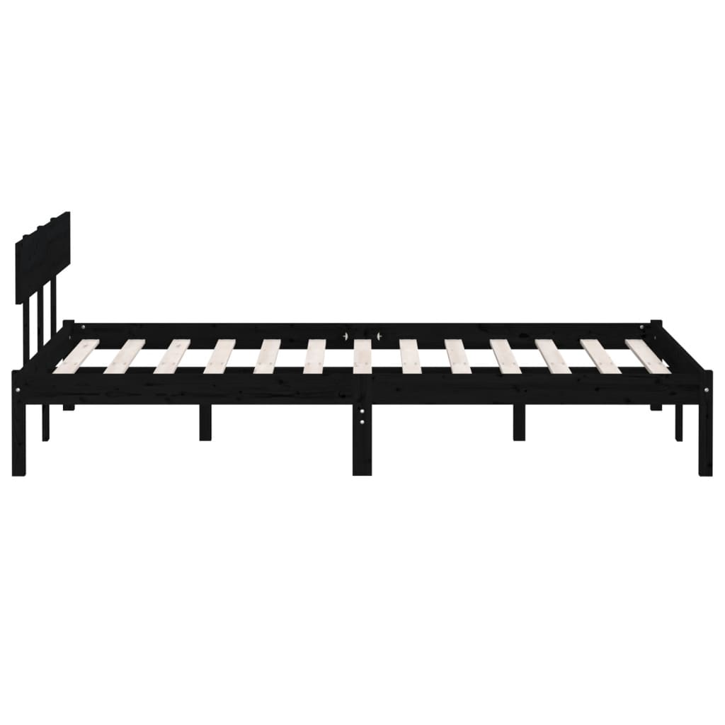 King Size Black Pine Solid Wood Bed Frame - No Mattress Included