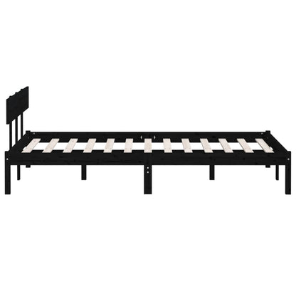 King Size Black Pine Solid Wood Bed Frame - No Mattress Included