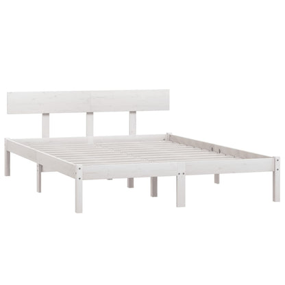 White Solid Wood Bed Frame 160x200 cm - Mattress Not Included