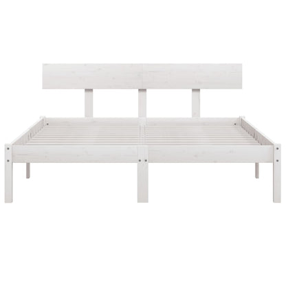 White Solid Wood Bed Frame 160x200 cm - Mattress Not Included