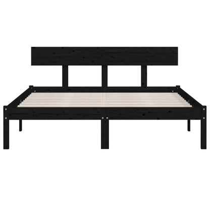 Black Solid Wood Bed Frame 160x200 cm - Mattress Not Included