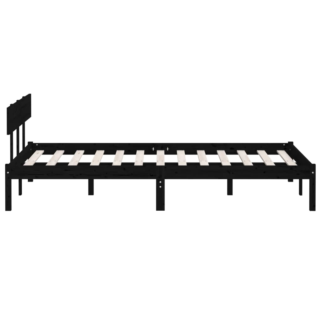 Black Solid Wood Bed Frame 160x200 cm - Mattress Not Included