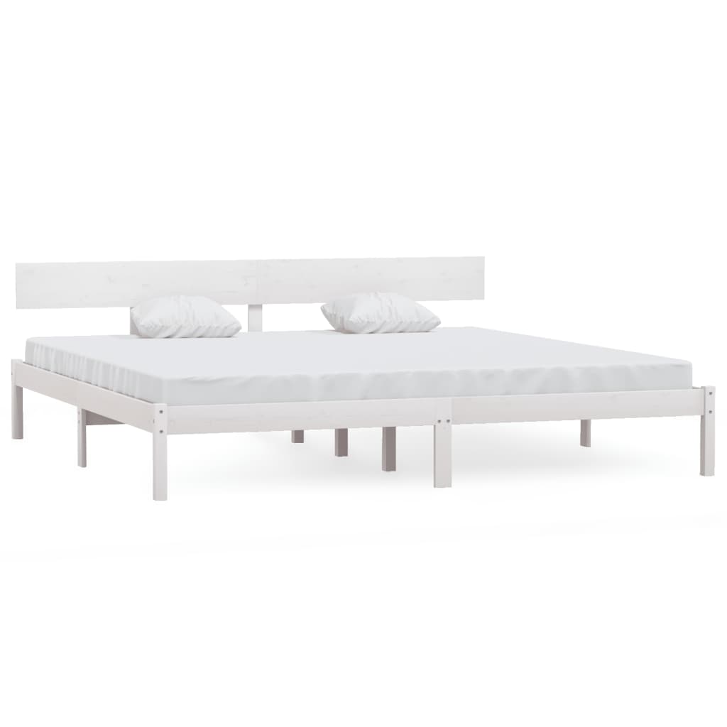 Solid Wood Super King Bed Frame - White Finish, No Mattress