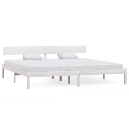 Solid Wood Super King Bed Frame - White Finish, No Mattress
